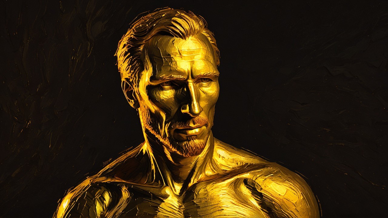 Highly Detailed Golden Male Figure Sculpture