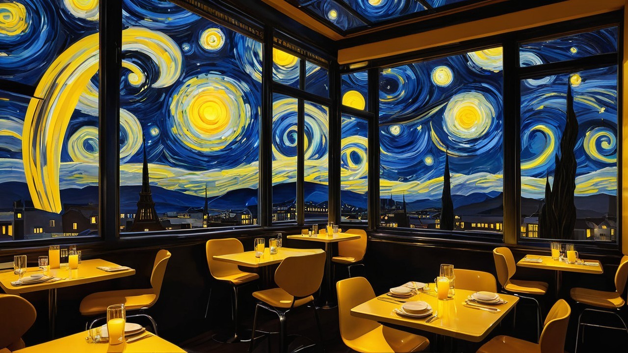 Interior View of Cityscape Under Starry Night Sky