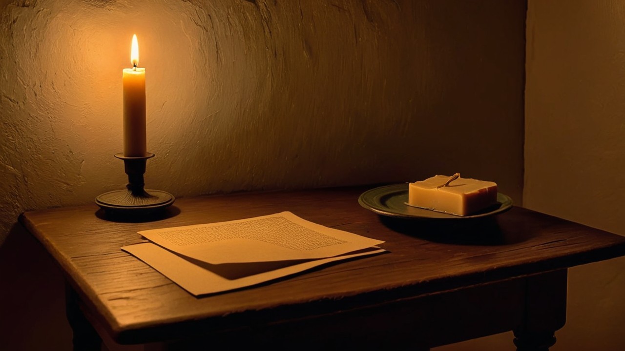 Cozy Setting with Candlelight and Textured Wall