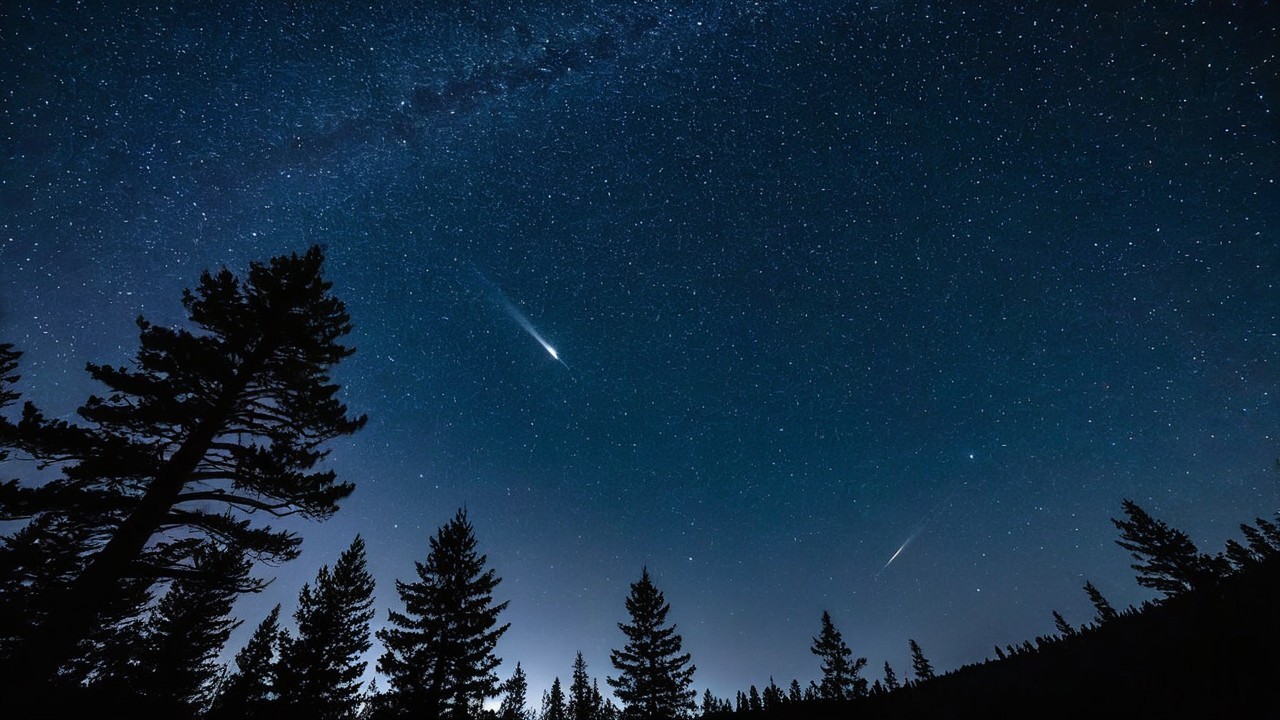 Night Sky with Stars, Milky Way, and Meteors