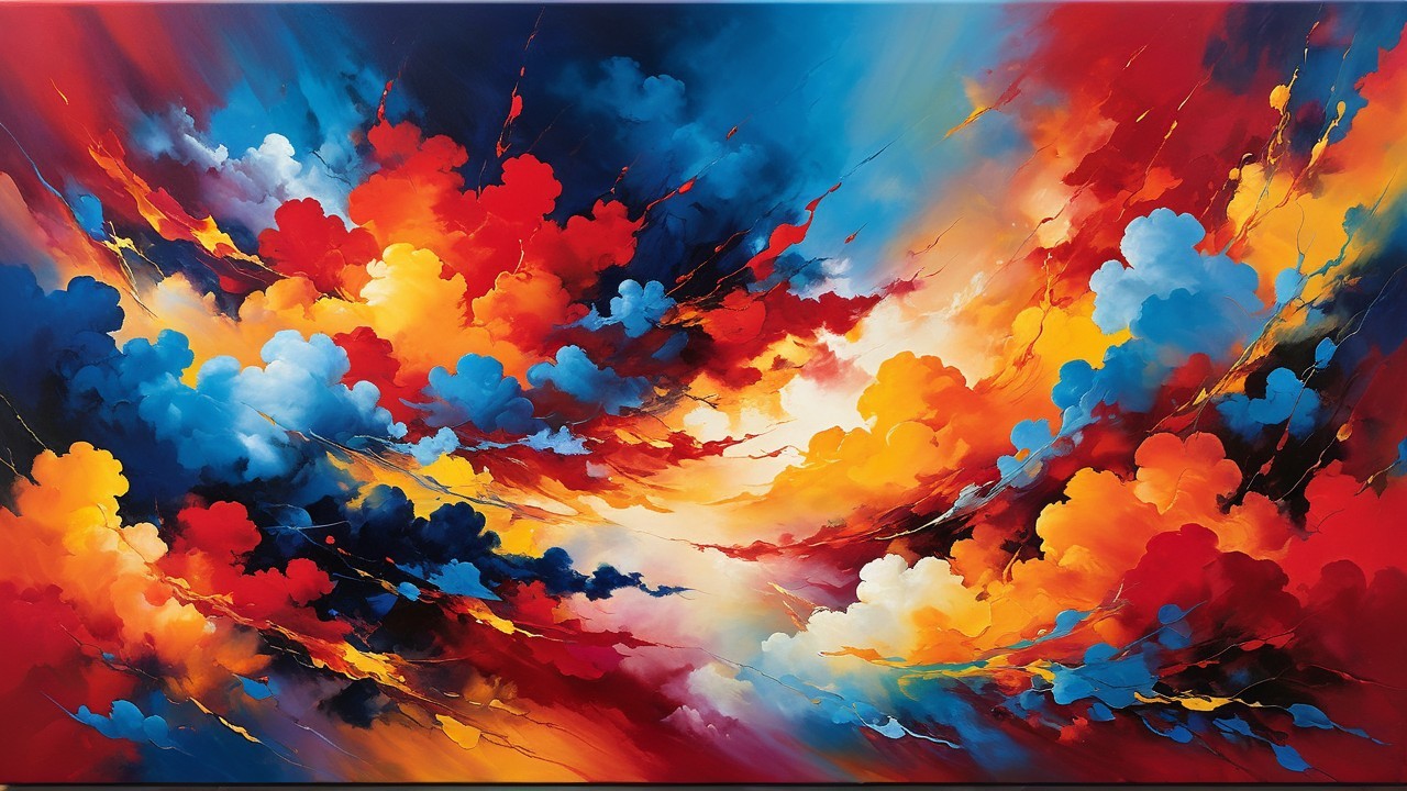Vibrant Abstract Painting with Swirling Colors