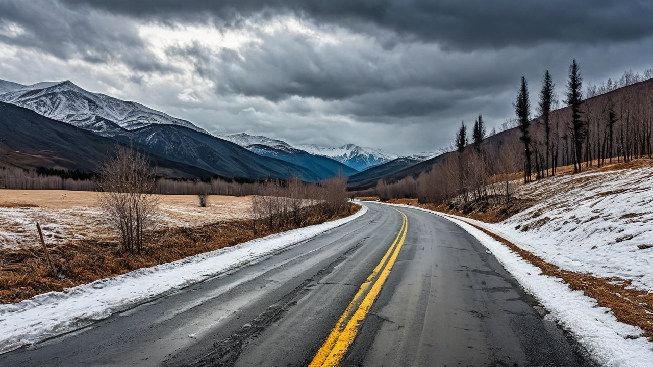 Winding Road Through Dramatic Mountain Landscape