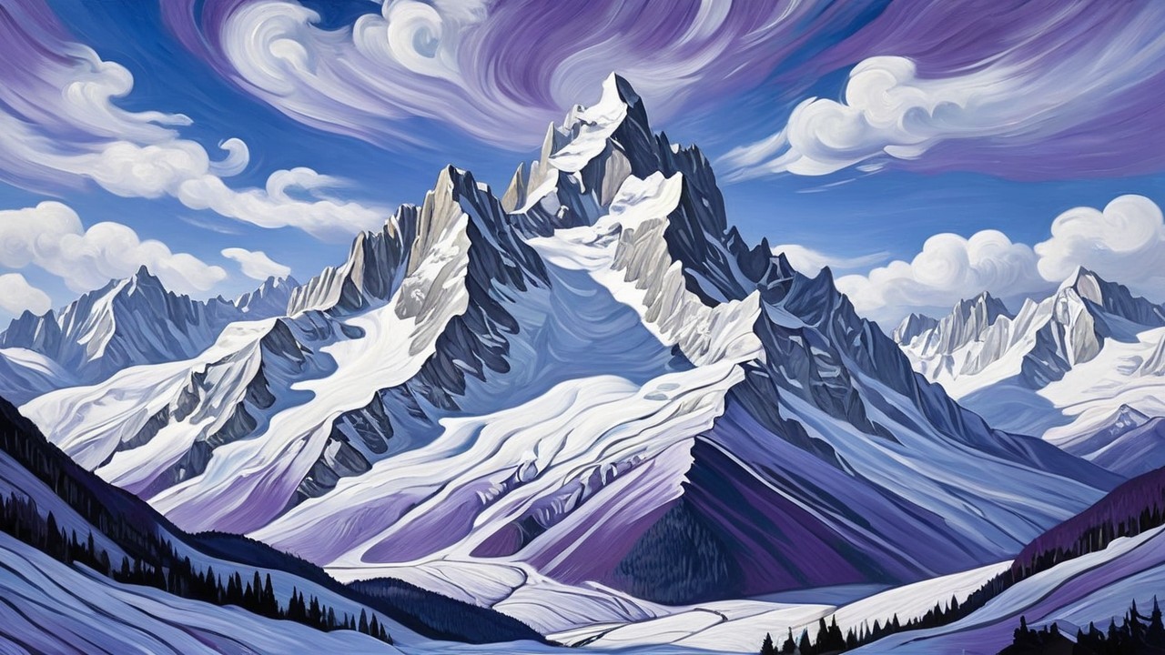 Majestic Snow-Capped Mountain Landscape with Clouds