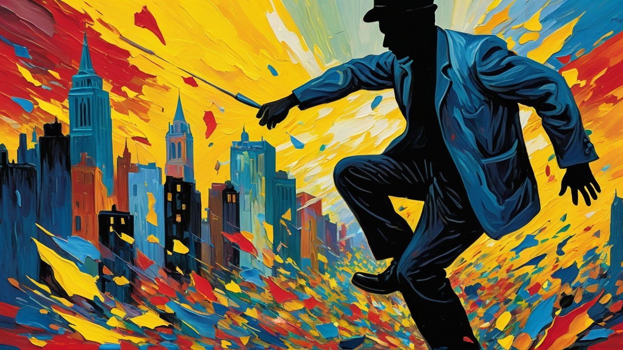 Silhouette of a Person in a Vibrant Cityscape