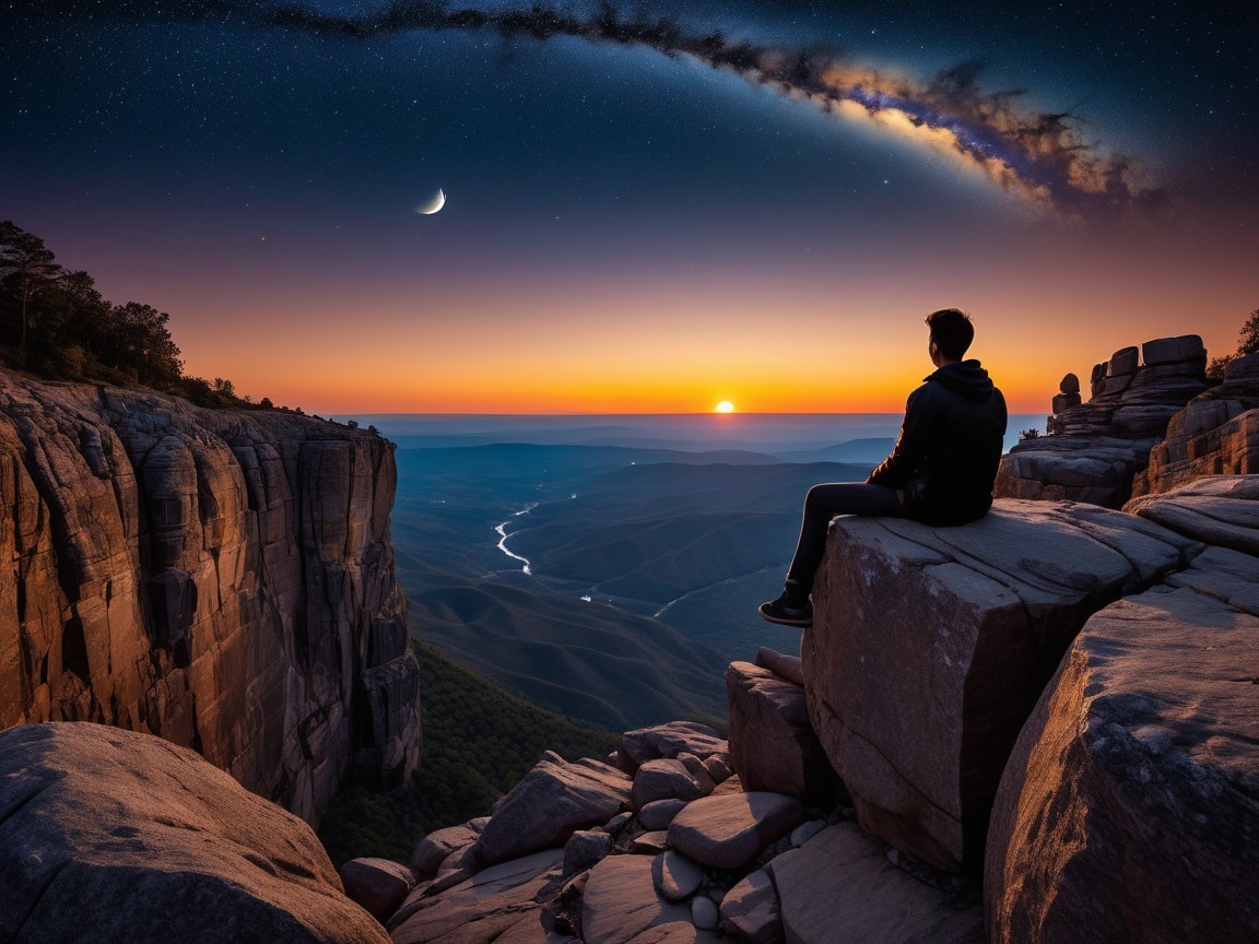 Twilight Landscape with River and Celestial Display