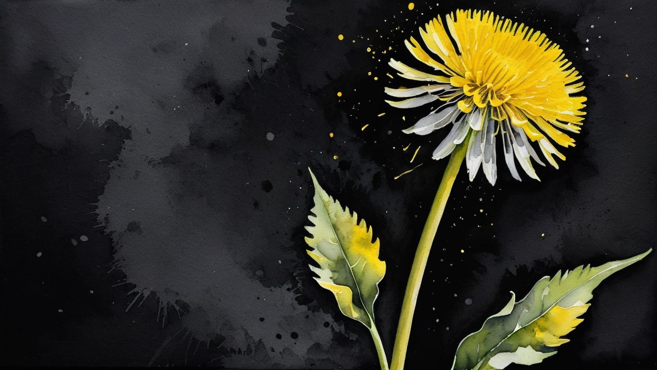 Vibrant Dandelion Against Dark Abstract Background
