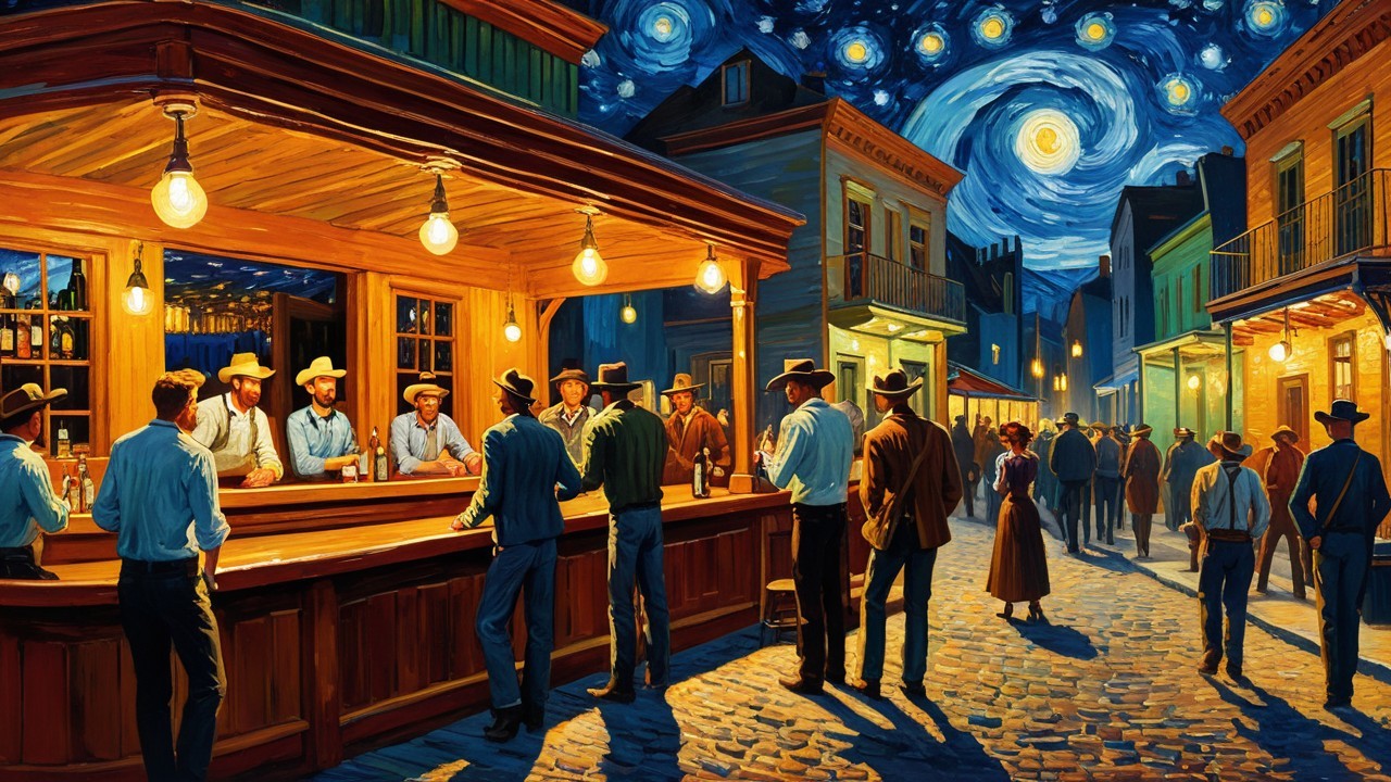 Lively Nighttime Street Scene with Warm Lighting