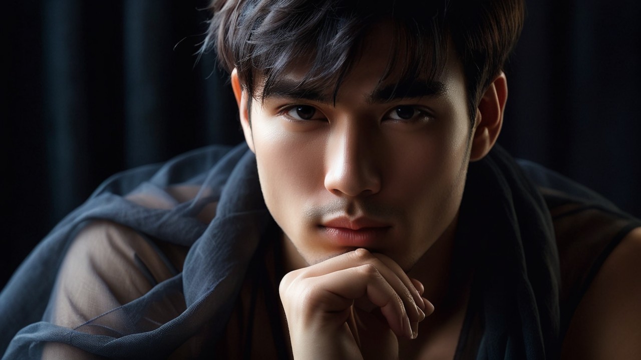 Close-Up Portrait of a Thoughtful Young Man