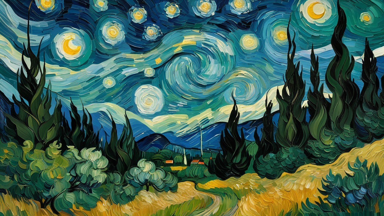 Vibrant Night Sky Over Serene Countryside Landscape