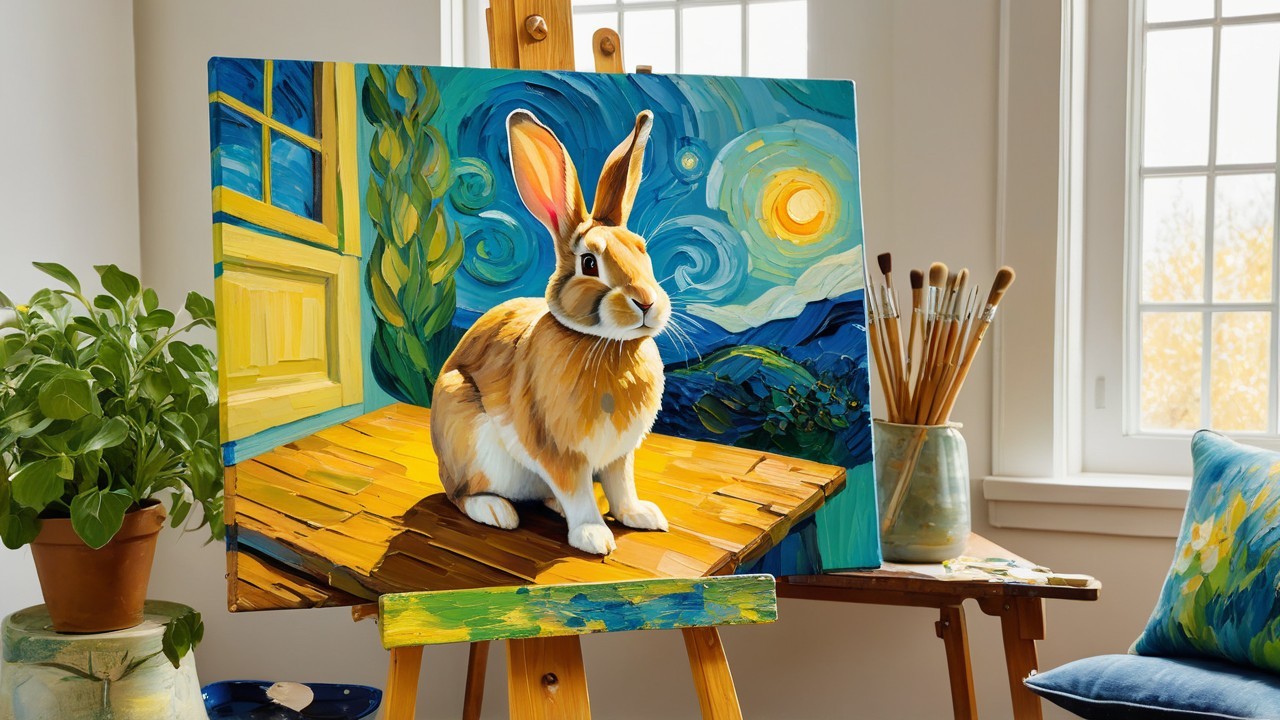 Vibrant Impressionistic Painting of a Rabbit