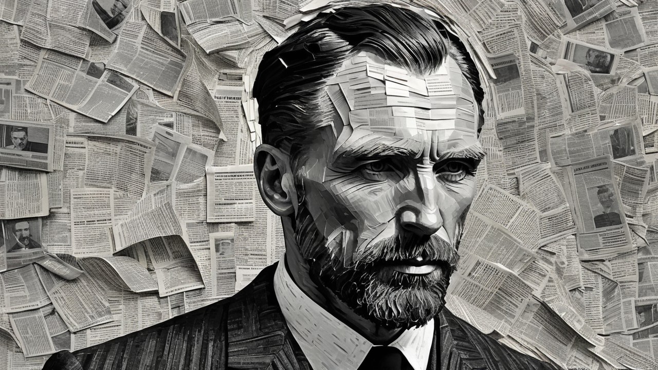 Monochromatic Portrait of a Man with Beard and Suit