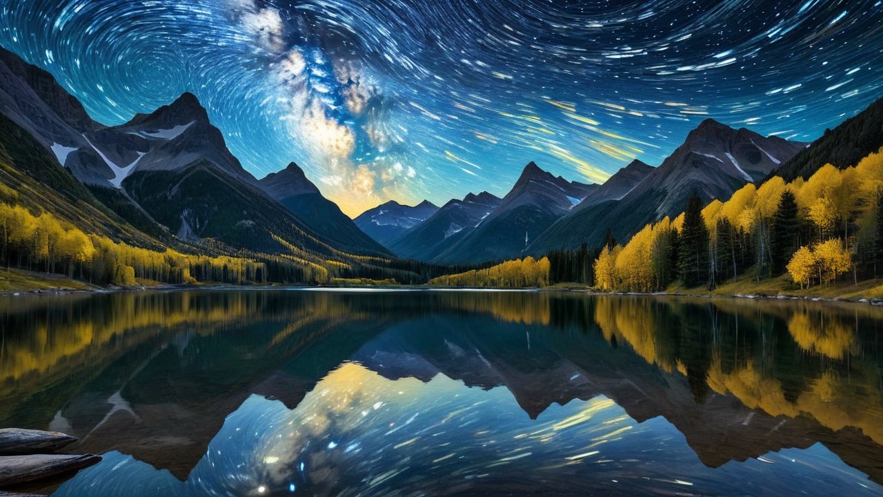 Tranquil Lake and Majestic Mountains Under Stars
