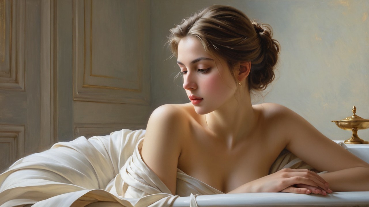 Serene Portrait of Young Woman in Tranquil Setting