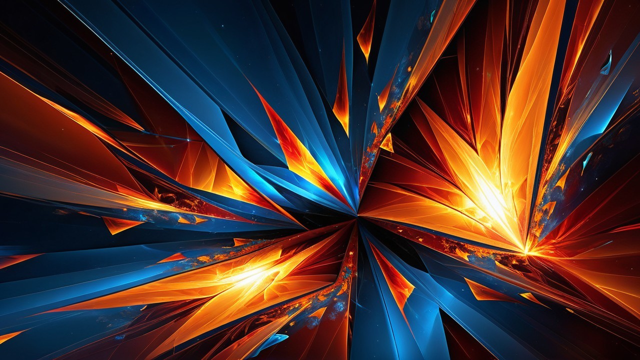 Abstract Design with Angular Shapes in Blue and Orange