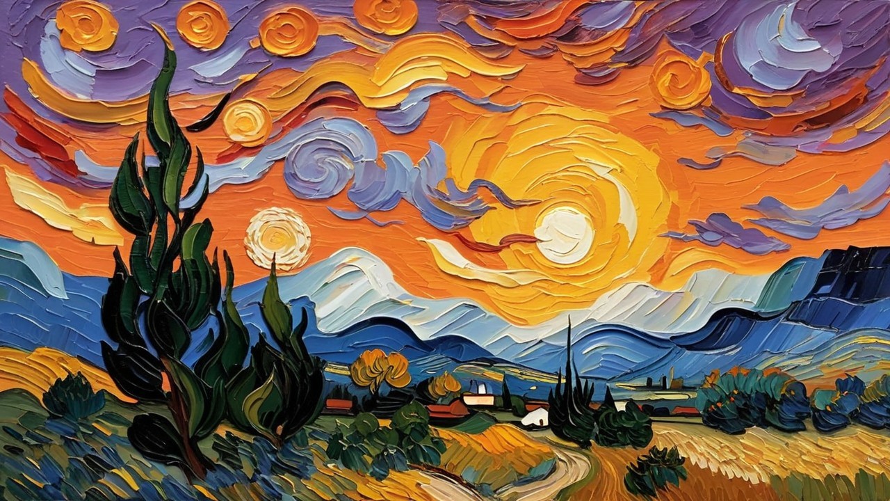 Vibrant Landscape with Rolling Hills and Dramatic Sky