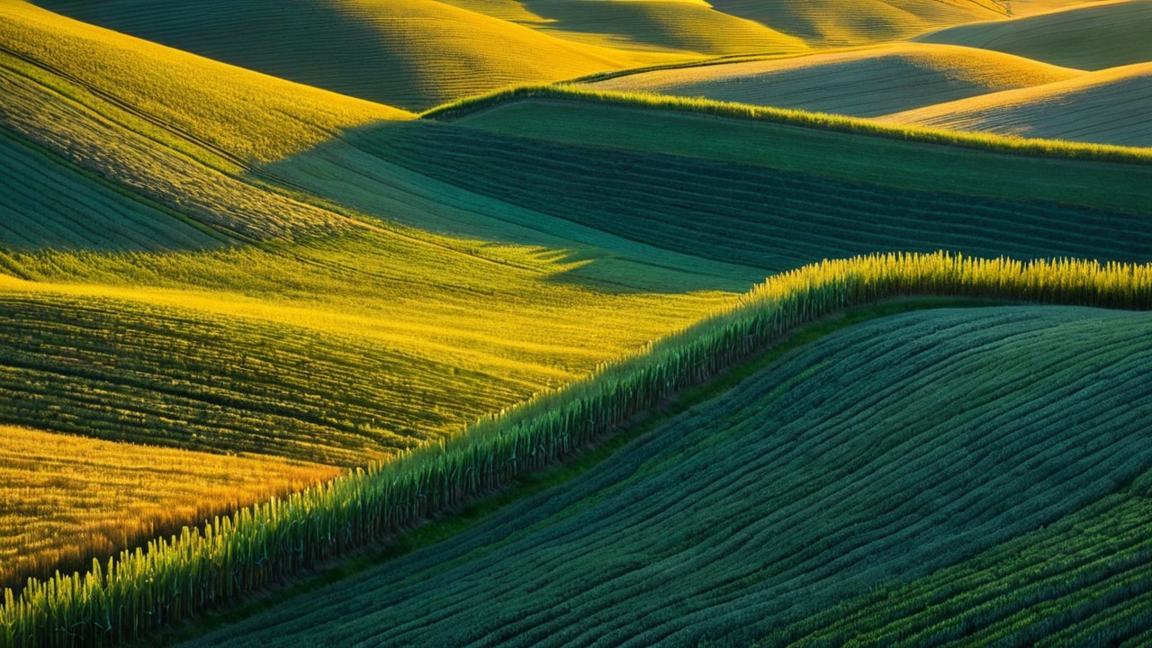 Serene Landscape of Rolling Hills and Green Fields