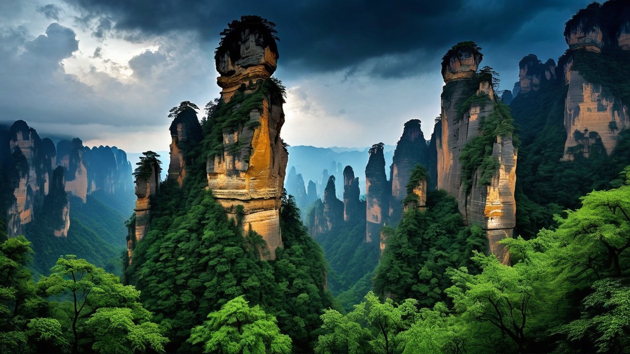 Panoramic View of Zhangjiajie National Forest Park