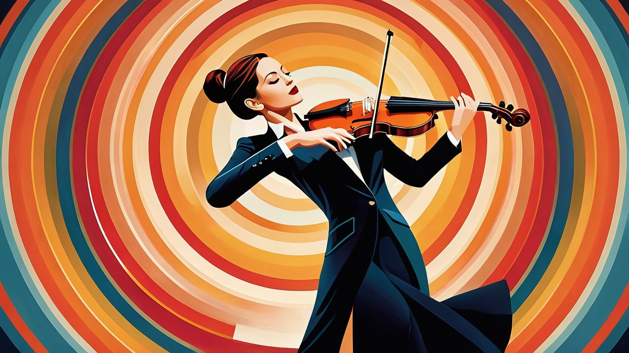 Stylish Musician in Black Suit Playing Violin