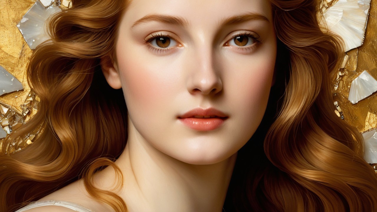 Close-Up Portrait of a Young Woman with Golden-Brown Hair