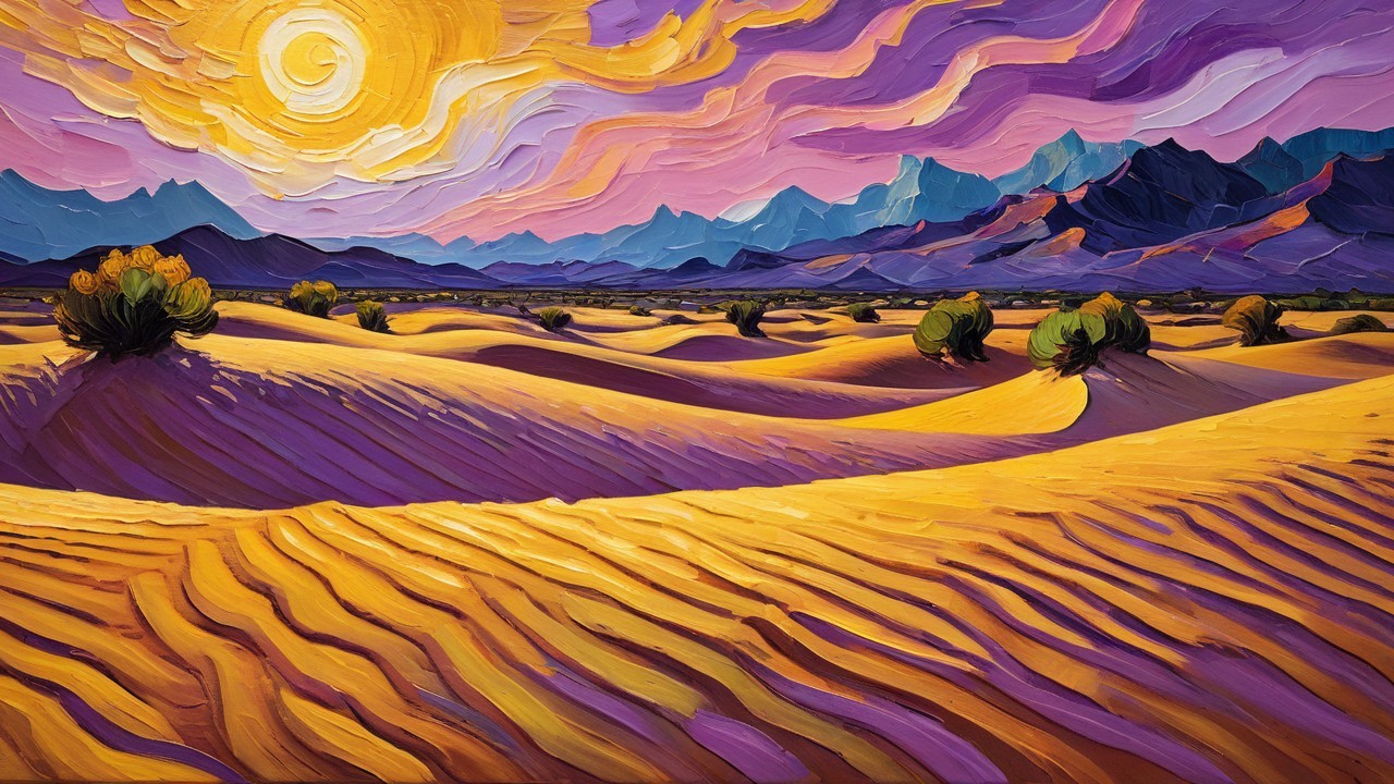 Vibrant Desert Landscape with Rolling Sand Dunes