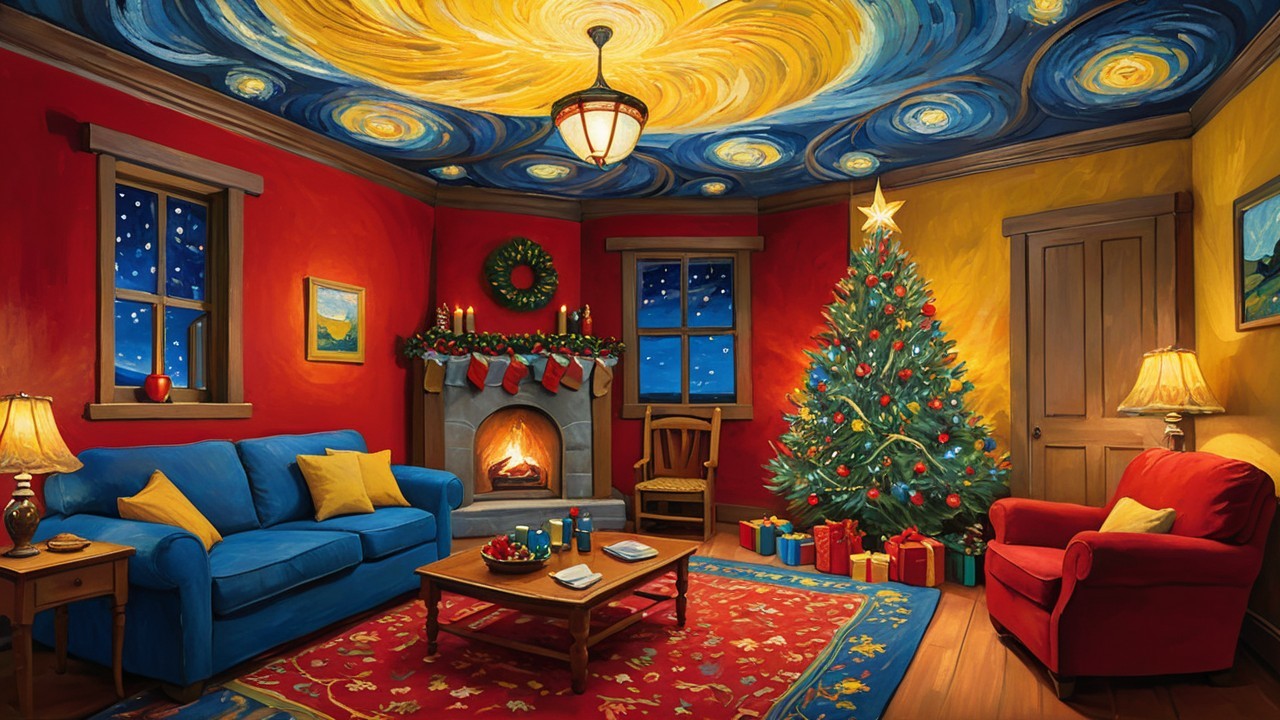 Cozy Christmas Living Room with Colorful Decor