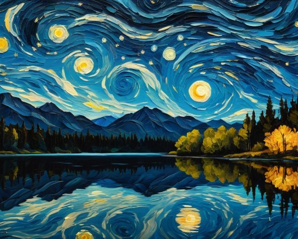 Vibrant Night Sky Reflected on a Tranquil Lake