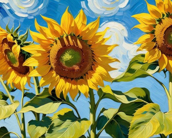 Vibrant Sunflowers Under Bright Blue Sky