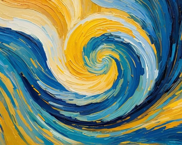 Vibrant Swirl of Blue, Yellow, and White Colors