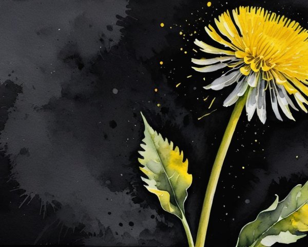 Vibrant Dandelion Against Dark Abstract Background