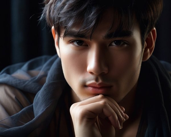 Close-Up Portrait of a Thoughtful Young Man