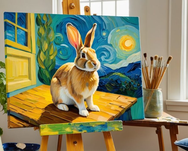 Vibrant Impressionistic Painting of a Rabbit
