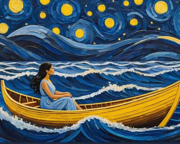 Cut Paper Collage Inspired by Starry Night Elements