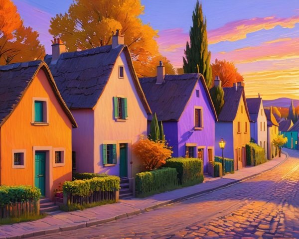 Charming Colorful Houses on a Picturesque Street