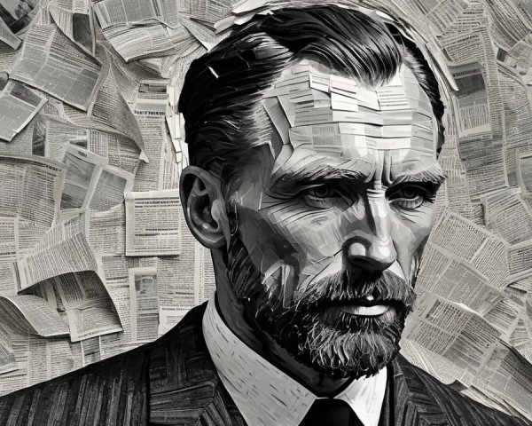 Monochromatic Portrait of a Man with Beard and Suit
