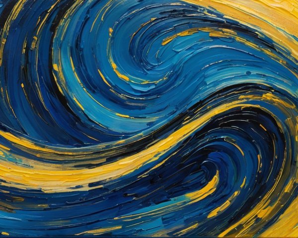 Textured Impasto Oil Painting of Abstract Currents