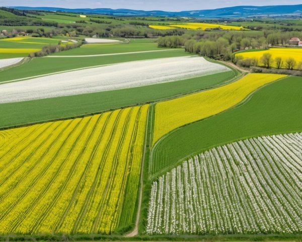Vibrant Farmland Landscape with Colorful Fields