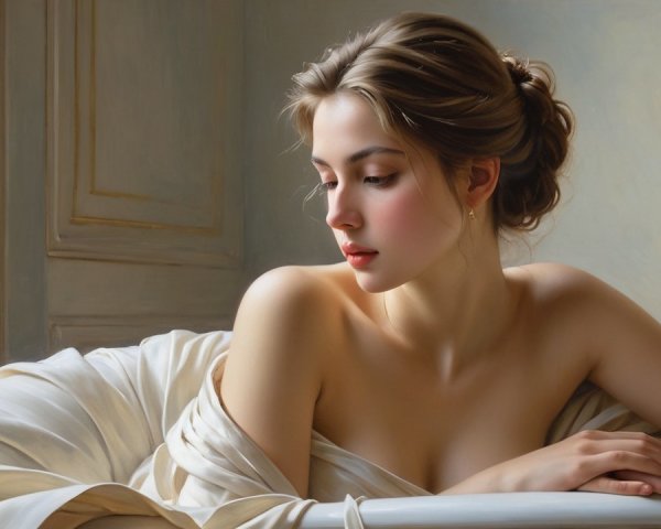Serene Portrait of Young Woman in Tranquil Setting