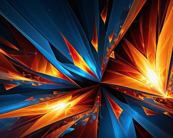Abstract Design with Angular Shapes in Blue and Orange