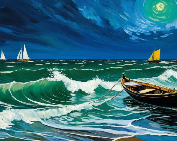 Impressionistic Seascape Oil Painting at Dusk