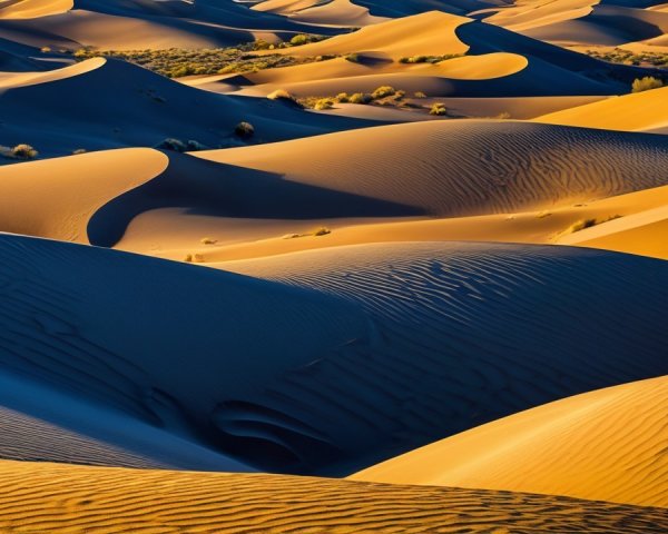 Golden Dunes and Patterns in a Desert Landscape