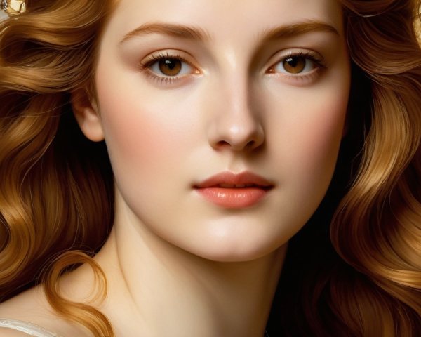 Close-Up Portrait of a Young Woman with Golden-Brown Hair