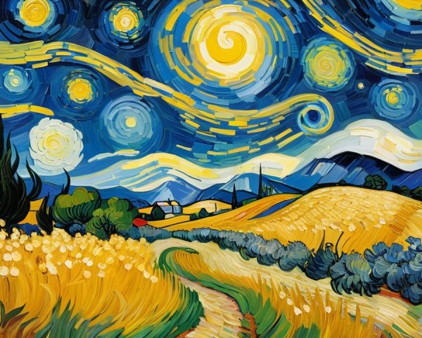 Nocturnal Landscape in Swirling Impasto Style