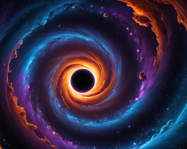 Cosmic Swirl with Black Hole and Vibrant Colors