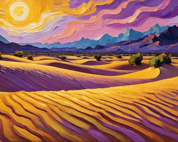 Vibrant Desert Landscape with Rolling Sand Dunes