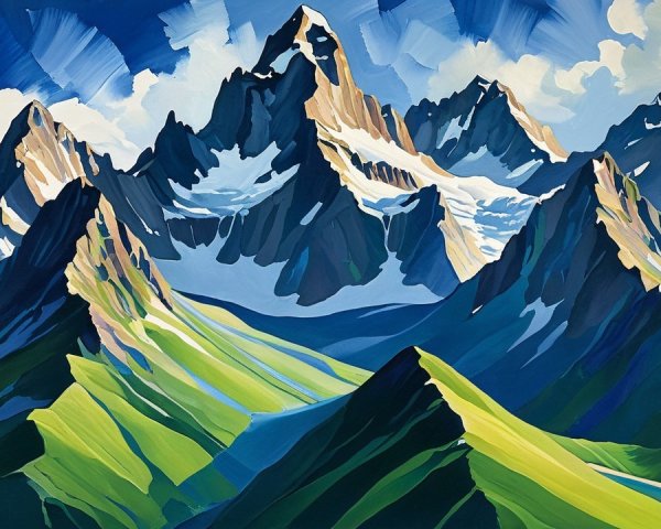 Stylized Digital Painting of the French Alps Landscape