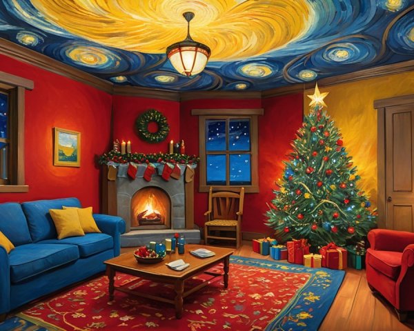 Cozy Christmas Living Room with Colorful Decor