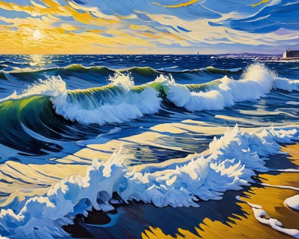Vibrant Impressionistic Seascape at Sunrise