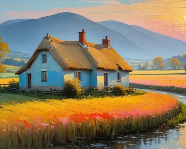 Charming Thatched-Roof Cottage by a Serene River