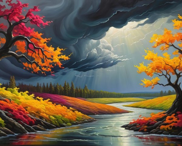 Vibrant Autumn Landscape with Colorful Foliage