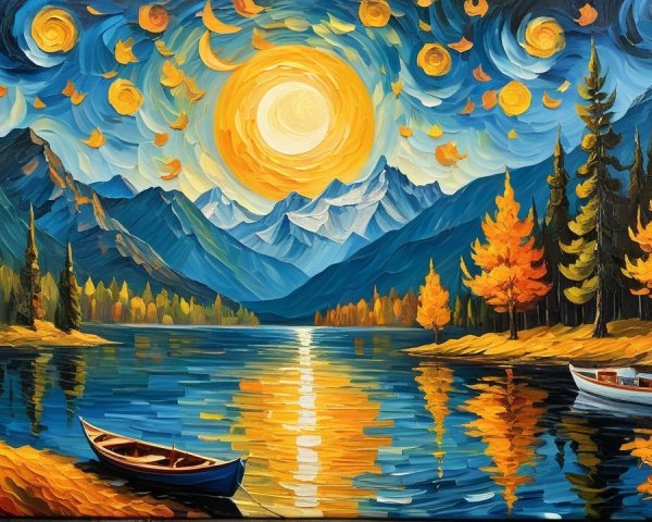 Autumn Landscape Oil Painting with Textured Brushstrokes